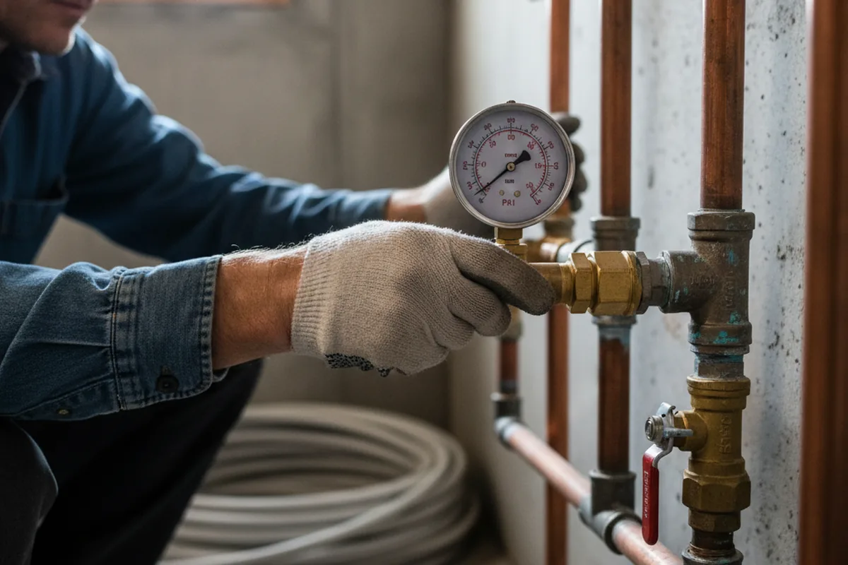 Pressure testing a repaired line during Water Line Repair in Brownsburg